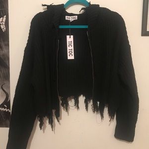 Distressed black hoodie